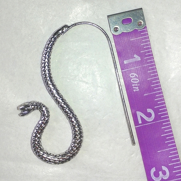 SNAKE EARRINGS - SILVERTONE - 2 1/4" LONG - Picture 3 of 4